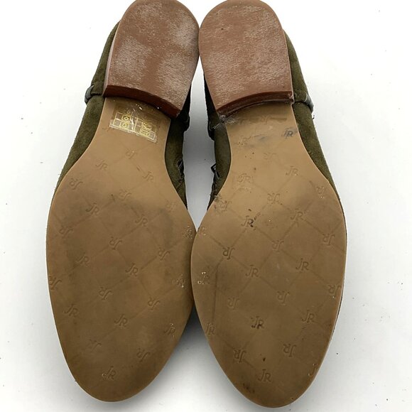 Jack Rogers Avery Olive Green Leather Suede Low Ankle Booties 7M - Picture 7 of 10